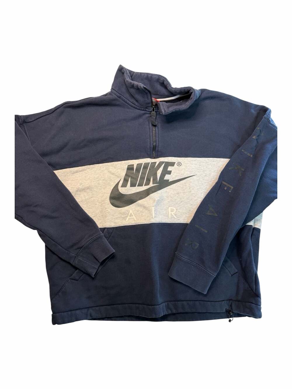 Nike Air Half Zip Fleece Sweatshirt Navy Blue Gray Men's XL